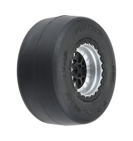 PROLINE RACING PRO1021810 1/16 REACTION RR TIRES MTD 7MM BLK/SIL: MINI DRAG (2)