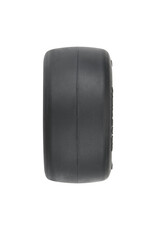 PROLINE RACING PRO1021810 1/16 REACTION RR TIRES MTD 7MM BLK/SIL: MINI DRAG (2)
