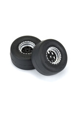 PROLINE RACING PRO1021810 1/16 REACTION RR TIRES MTD 7MM BLK/SIL: MINI DRAG (2)