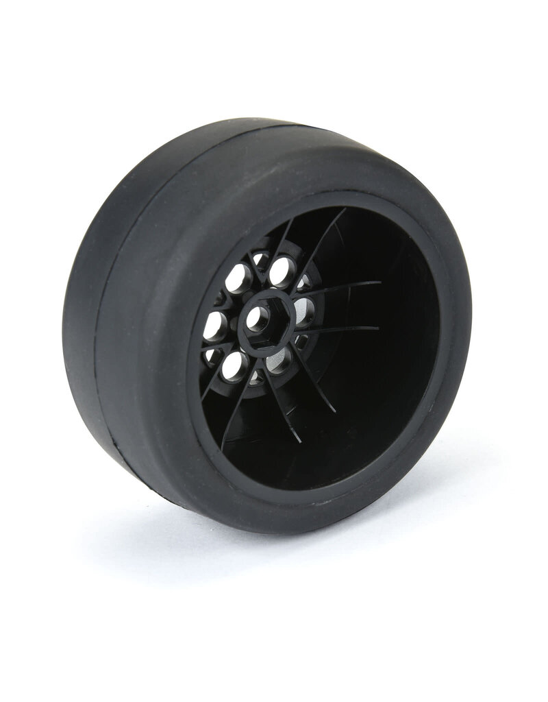 PROLINE RACING PRO1021810 1/16 REACTION RR TIRES MTD 7MM BLK/SIL: MINI DRAG (2)