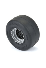 PROLINE RACING PRO1021810 1/16 REACTION RR TIRES MTD 7MM BLK/SIL: MINI DRAG (2)