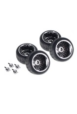 REDCAT RACING RER23183 PRE-MOUNTED R15 RADIAL TIRE W/ 40 SPOKE WHEELS CHROME