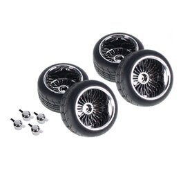 REDCAT RACING RER23183 PRE-MOUNTED R15 RADIAL TIRE W/ 40 SPOKE WHEELS CHROME