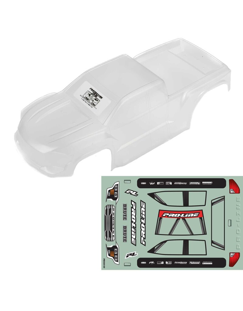 PROLINE RACING PRO368117 1/16 PRE-CUT BRUTE BODY CLEAR: TRAXXAS MINI MAXX