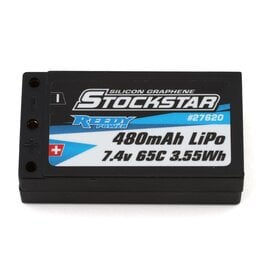 REEDY ASC27620 STOCKSTAR 2S 65C 1/28 HARD CASE LIPO (7.4V/480MAH) W/2MM BULLETS