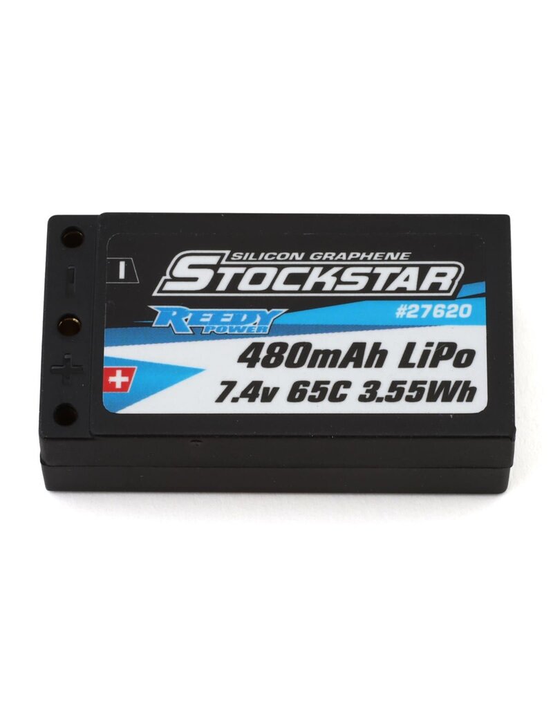 REEDY ASC27620 STOCKSTAR 2S 65C 1/28 HARD CASE LIPO (7.4V/480MAH) W/2MM BULLETS