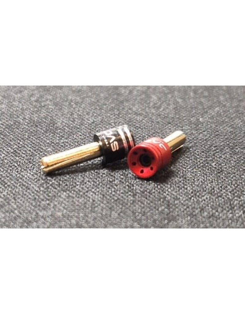DAS SPEED DAS-0008 24K LOW PROFILE 2MM LIPO PLUGS W/ +/- TABS (1 PAIR)