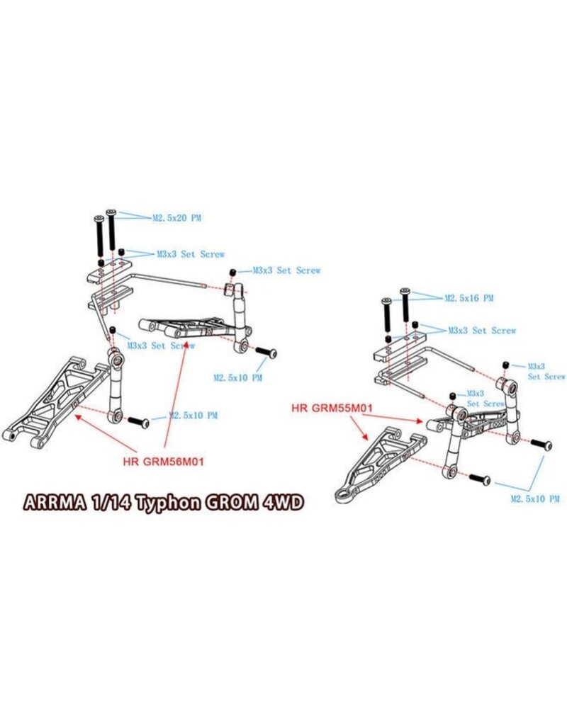 HOT RACING HRAGRM311TY01 ANTI-ROLL SWAY BAR SET GROM TYPHON NASCAR