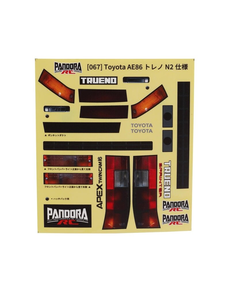 PANDORA RC PABG-3067 1/10 TOYOTA AE86 TRUENO N2 SPECIFICATION DRIFT BODY SET (CLEAR) (257-260MM)