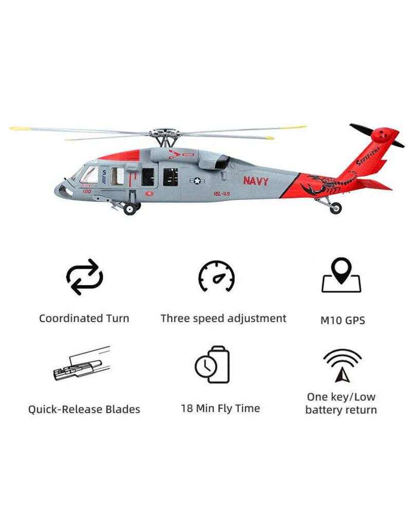 FLYWING MH-60R 470 ACE GPS/ATT SCALE RC HELICOPTER RTF: NAVY GREY/SEAHAWK