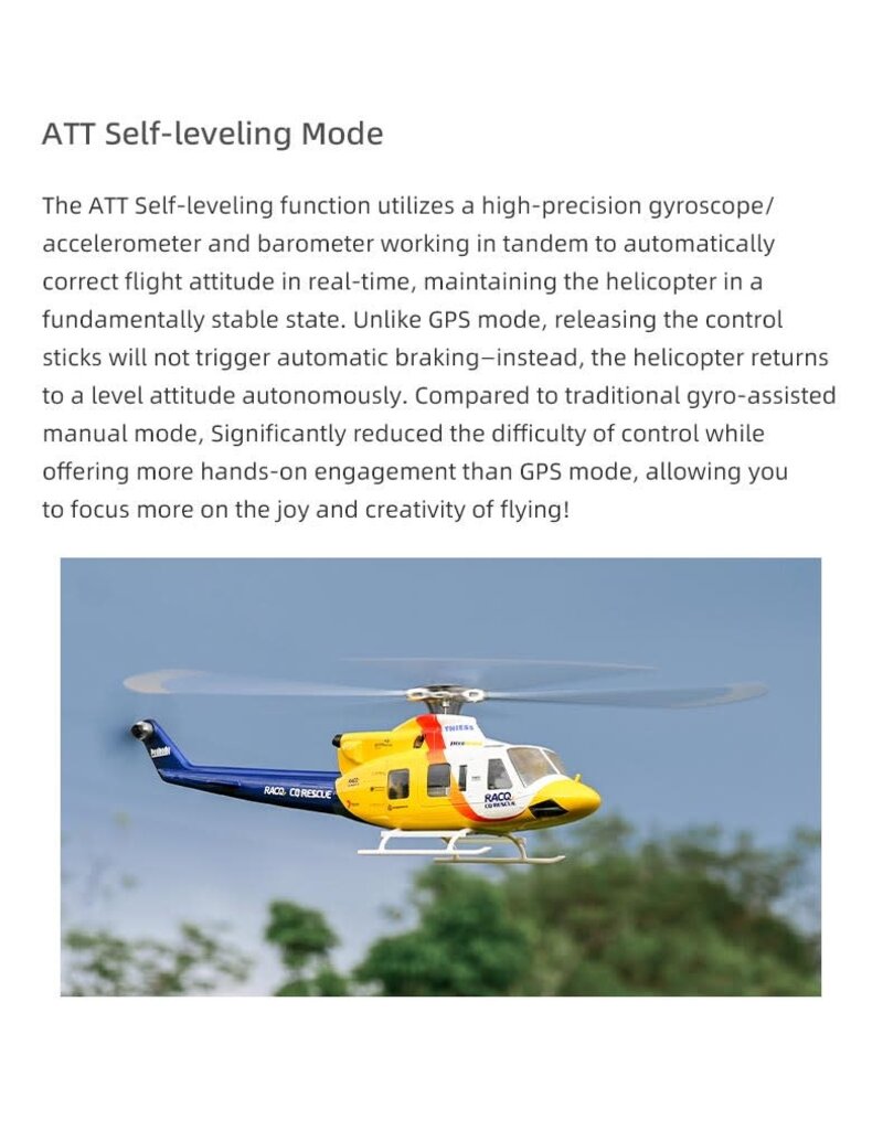 FLYWING BELL-412 470 ACE GPS/ATT SCALE RC HELICOPTER RTF