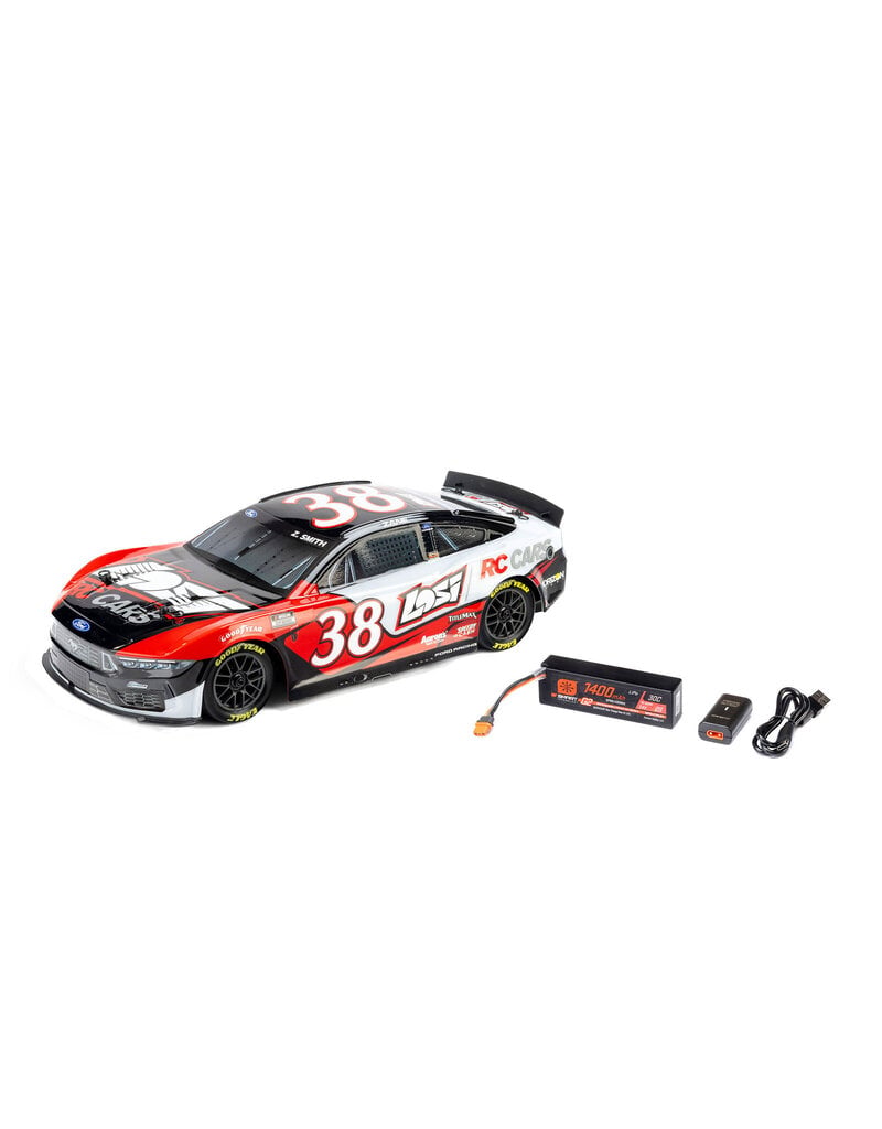 LOSI LOS1122638 1/12 NASCAR RC RACE CAR ZANE SMITH NO. 38 2026 LOSI FORD MUSTANG 2S AWD RTR