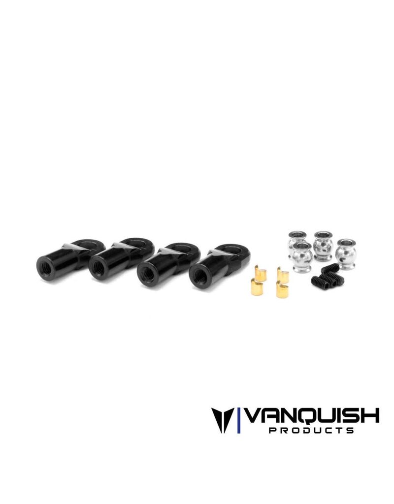 VANQUISH VPS08500 MACHINED STRAIGHT M4 ROD ENDS: BLACK (4)