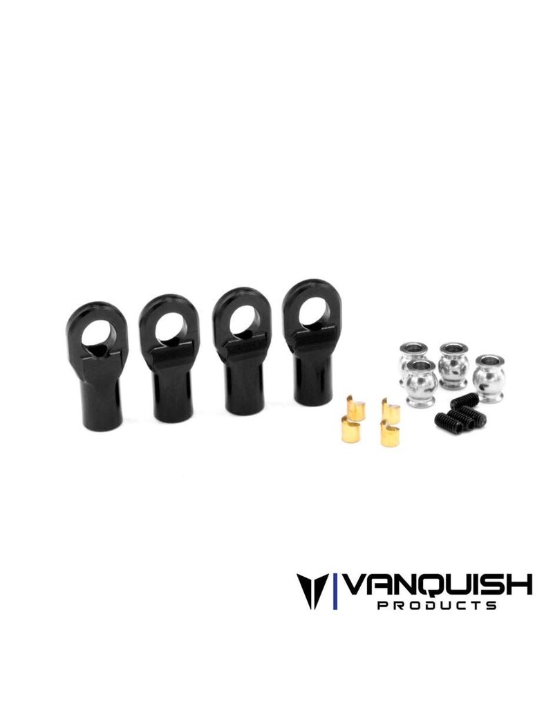 VANQUISH VPS08500 MACHINED STRAIGHT M4 ROD ENDS: BLACK (4)