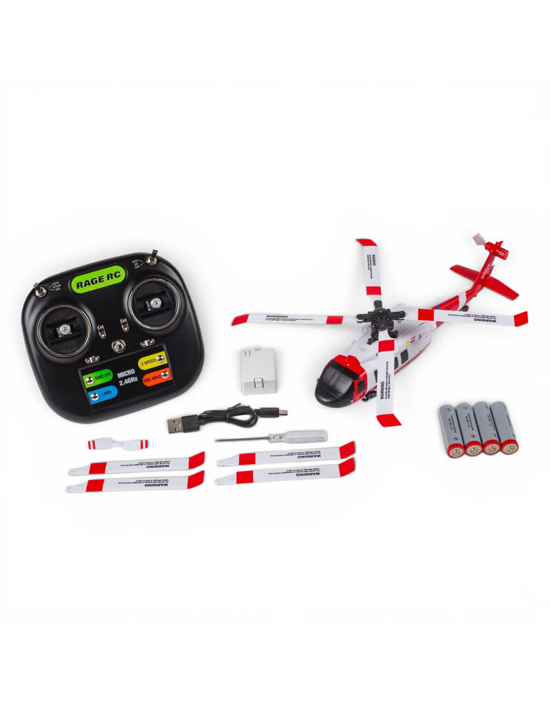 RAGE RC RGR6151 HERO-COPTER BL, 4-BLADE BRUSHLESS RTF HELI: COAST GUARD