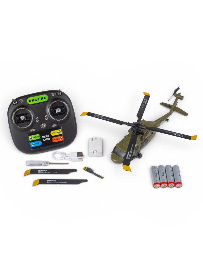 RAGE RC RGR6150 HERO-COPTER BL, 4-BLADE BRUSHLESS RTF HELI: ARMY