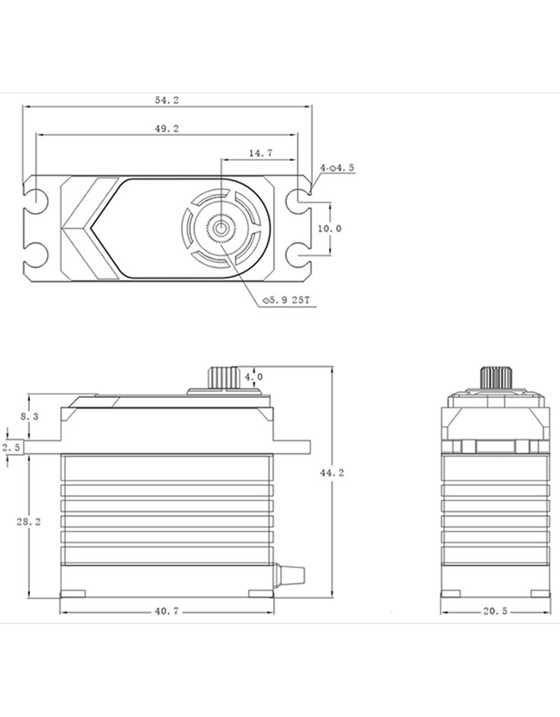 SRT SRTT55 STANDARD HV CORELESS DIGITAL SERVO, .19SEC / 763.8OZ @ 8.4V