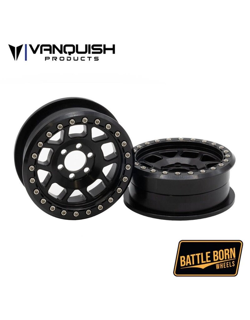 VANQUISH VPS08260 BATTLE BORN 2.2" WHISKEY BEADLOCK WHEELS: BLACK (2)