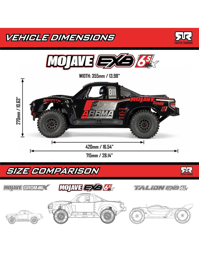ARRMA ***PRE-ORDER***  ARA7704V3T1 1/7 MOJAVE 4X4 6S EXB RTR BRUSHLESS DESERT TRUCK: BLACK