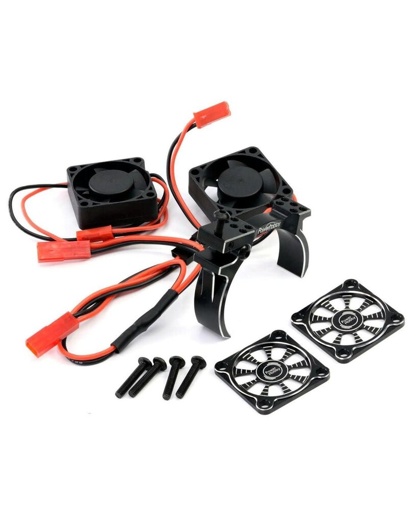 POWER HOBBY PH1295BLACK 1/8 TWIN TURBO HIGH SPEED 30MM COOLING FANSW/ 40-42 DIA. MOTOR MOUNT BLACK