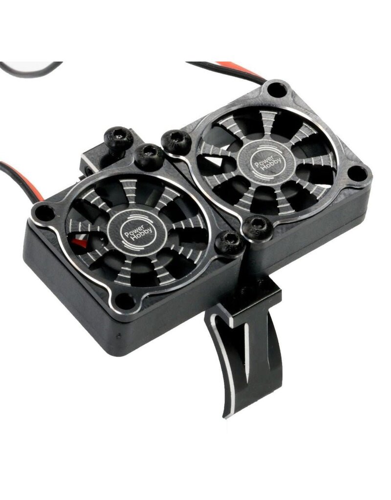 POWER HOBBY PH1295BLACK 1/8 TWIN TURBO HIGH SPEED 30MM COOLING FANSW/ 40-42 DIA. MOTOR MOUNT BLACK