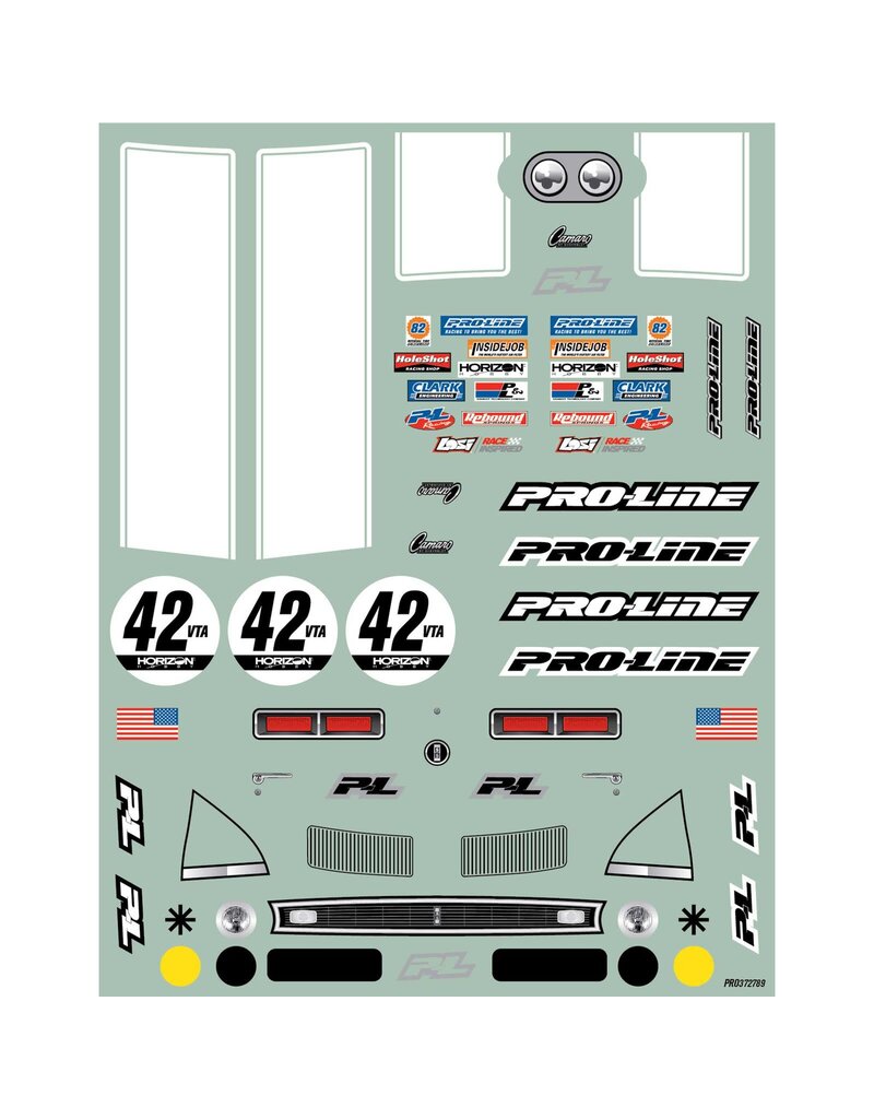 PROLINE RACING PRO372717 PRE-CUT 1968 CHEVY CAMARO CLEAR VTA BODY: LOSI NASCAR