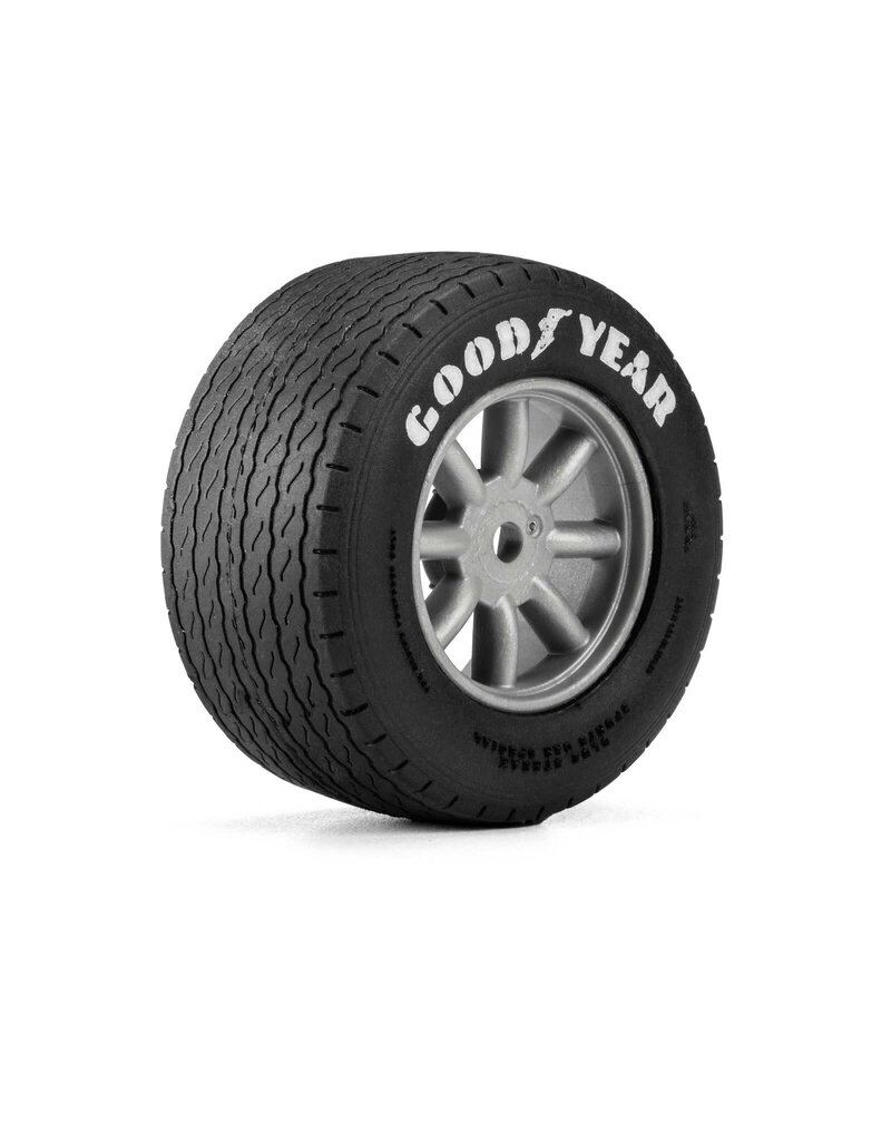 PROLINE RACING PRO1036310 GOODYEAR BLUE STREAK VTA FRONT TIRES MOUNTED 8MM GRAY WHEELS (2) FOR LOSI NASCAR RACECAR