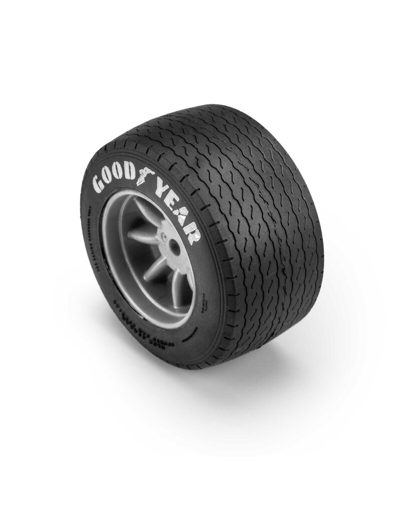 PROLINE RACING PRO1036410 GOODYEAR BLUE STREAK VTA REAR TIRES MOUNTED 8MM GRAY WHEELS (2) FOR LOSI NASCAR RACECAR