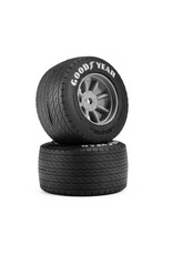 PROLINE RACING PRO1036410 GOODYEAR BLUE STREAK VTA REAR TIRES MOUNTED 8MM GRAY WHEELS (2) FOR LOSI NASCAR RACECAR