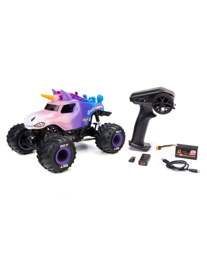 LOSI LOS01026T5 MINI LMT: SPARKLE SMASH BRUSHED RTR 1/18 4X4 SOLID AXLE MONSTER TRUC