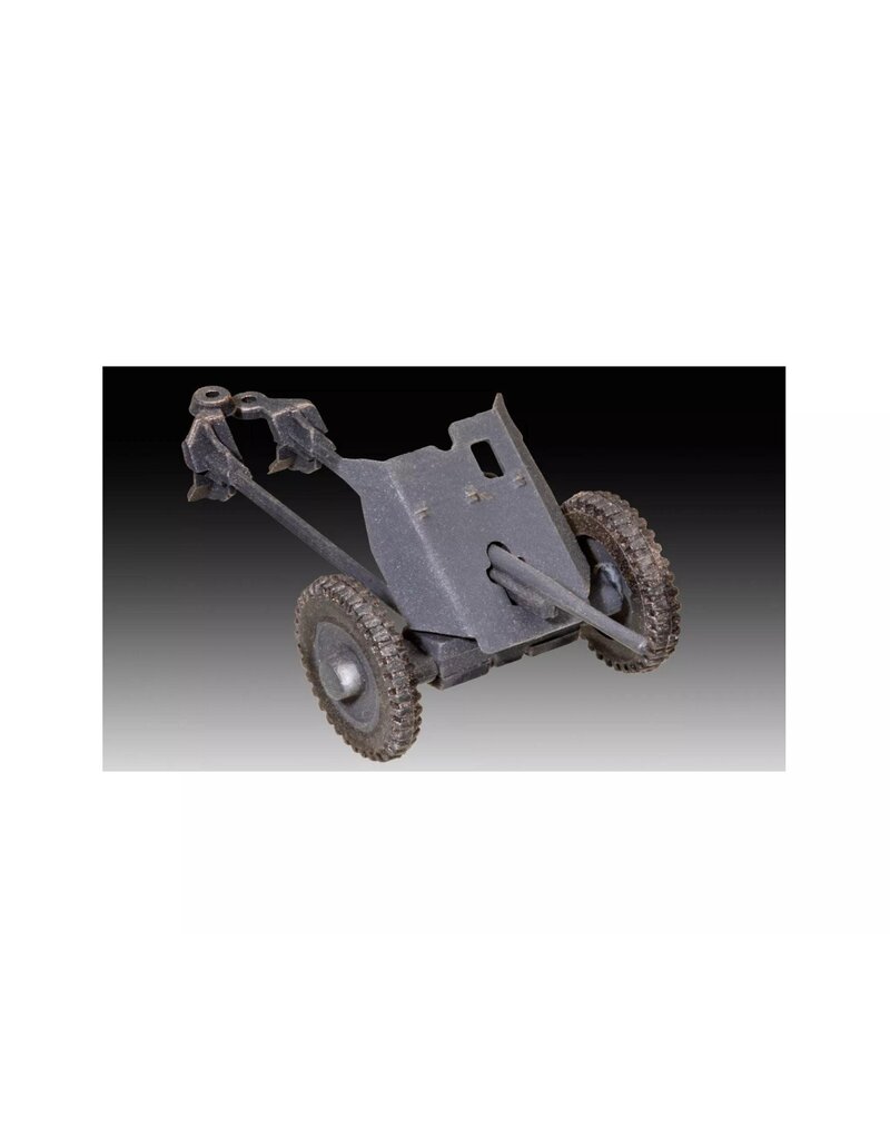 REVELL RMX73344 1/76 GERMAN MILITARY TRUCK & ARTILLERY TRAILER PLASTIC MODEL KIT W/PAINT, BRUSH & CEMENT