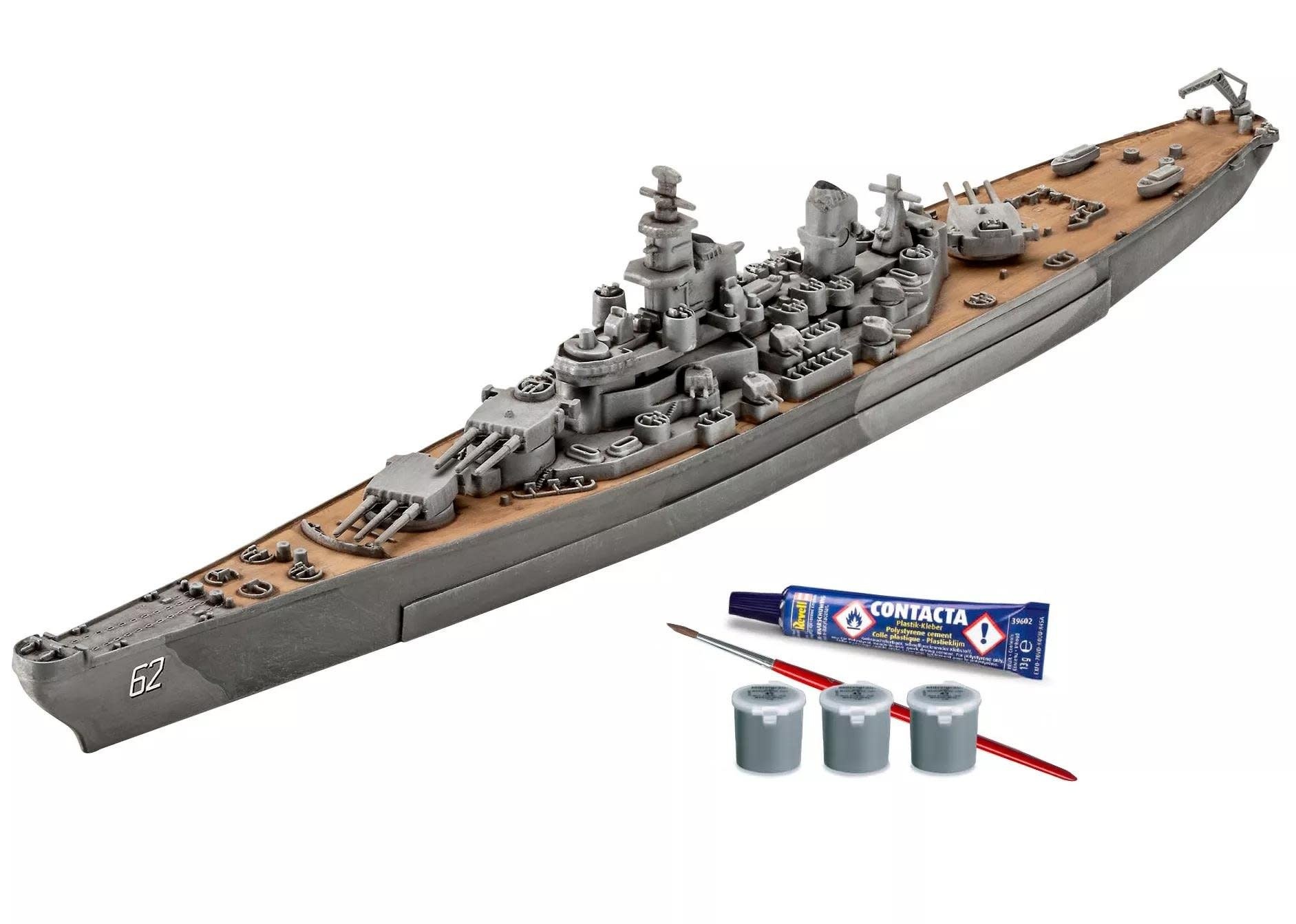 RMX75183 1/1200 USS NEW JERSEY BATTLESHIP PLASTIC MODEL KIT W/PAINT, BRUSH & CEMENT