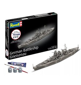 REVELL RMX75181 1/1200 GERMAN BATTLESHIP GNEISENAU PLASTIC MODEL KIT W/PAINT, BRUSH & CEMENT