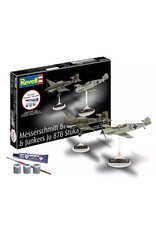 REVELL RMX73770 1/144 MESSERSCHMITT BF109E & JUNKERS JU 87B STUKA PLASTIC MODEL KIT W/PAINT, BRUSH & CEMENT