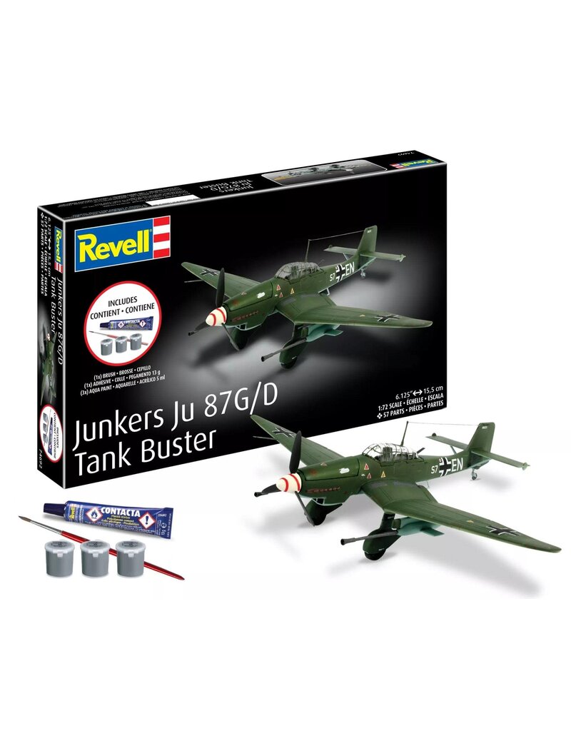 REVELL RMX74692 1/72 JUNKERS JU 87 G/D TANK BUSTER PLASTIC MODEL KIT W/PAINT, BRUSH & CEMENT