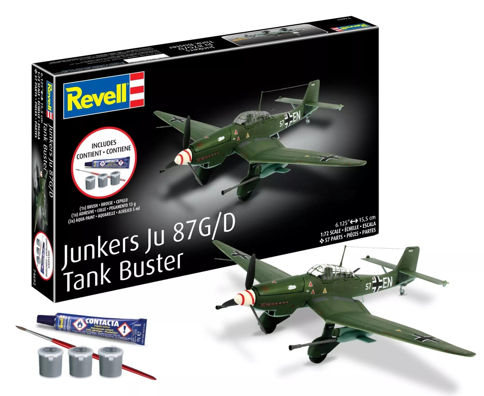 RMX74692 1/72 JUNKERS JU 87 G/D TANK BUSTER PLASTIC MODEL KIT W/PAINT, BRUSH & CEMENT