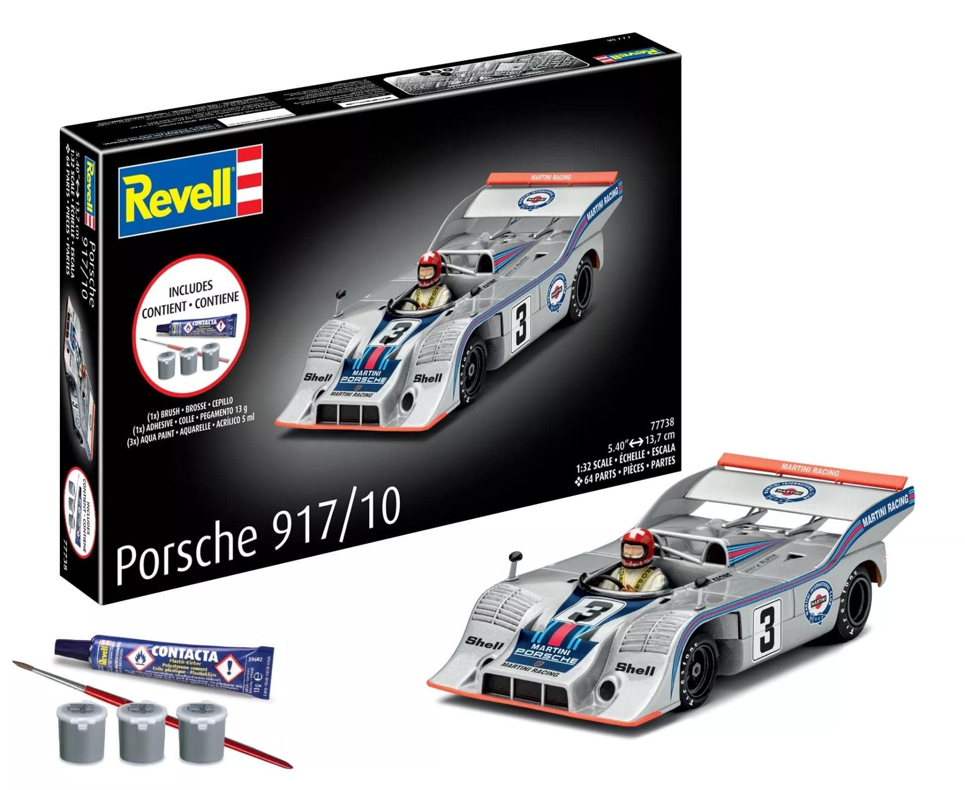 RMX77738 1/32 PORSCHE 917/10 PLASTIC MODEL KIT W/PAINT, BRUSH & CEMENT