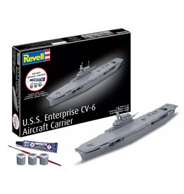 REVELL RMX75824 1/1200 USS ENTERPRISE CV-6 AIRCRAFT CARRIER PLASTIC MODEL KIT W/PAINT, BRUSH & CEMENT