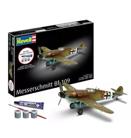 REVELL RMX74160 1/72 MESSERSCHMITT BF-109 PLASTIC MODEL KIT W/PAINT, BRUSH & CEMENT