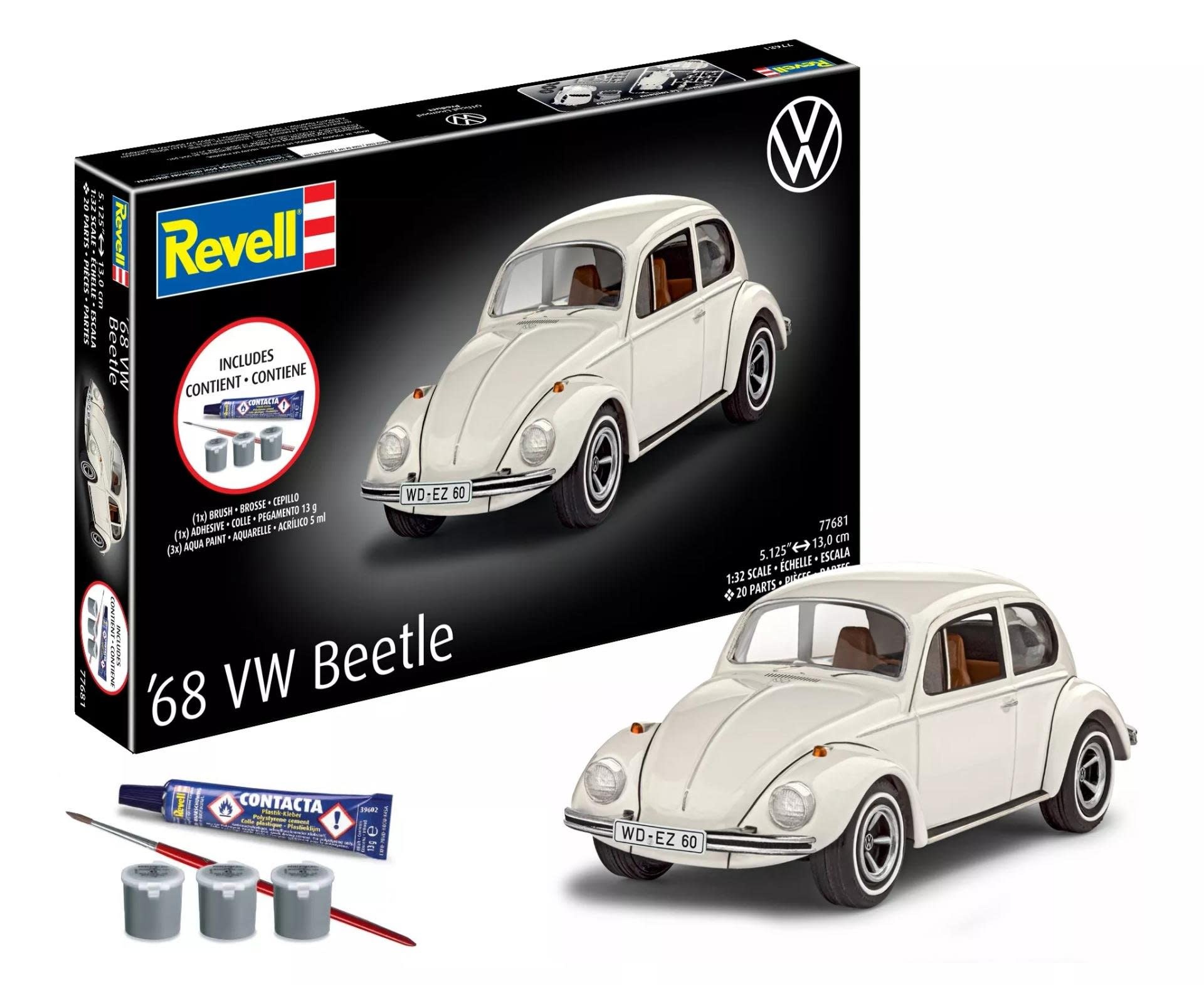 RMX77681 1/32 1968 VOLKSWAGEN BEETLE PLASTIC MODEL KIT W/PAINT, BRUSH & CEMENT