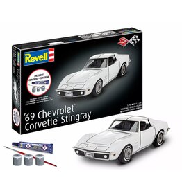 REVELL RMX77684 1/32 1969 CHEVROLET CORVETTE STINGRAY PLASTIC MODEL KIT W/PAINT, BRUSH & CEMENT