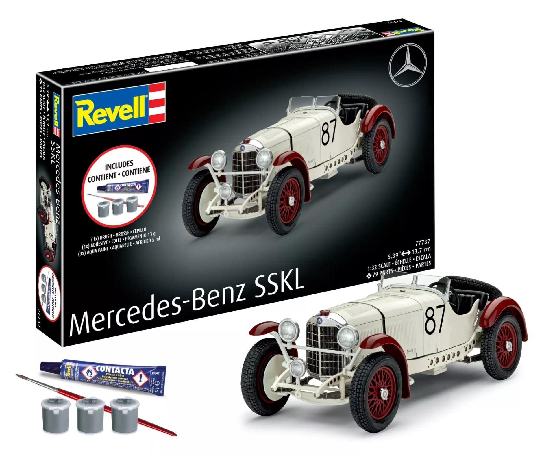 RMX77737 1/32 MERCEDES-BENZ SSKL PLASTIC MODEL KIT W/PAINT, BRUSH & CEMENT