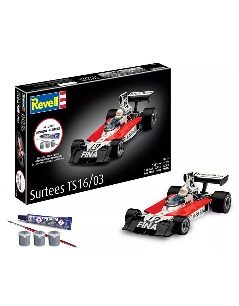 REVELL RMX77739 1/32 SURTEES TS16/03 FORMULA 1 CAR PLASTIC MODEL KIT W/PAINT, BRUSH & CEMENT