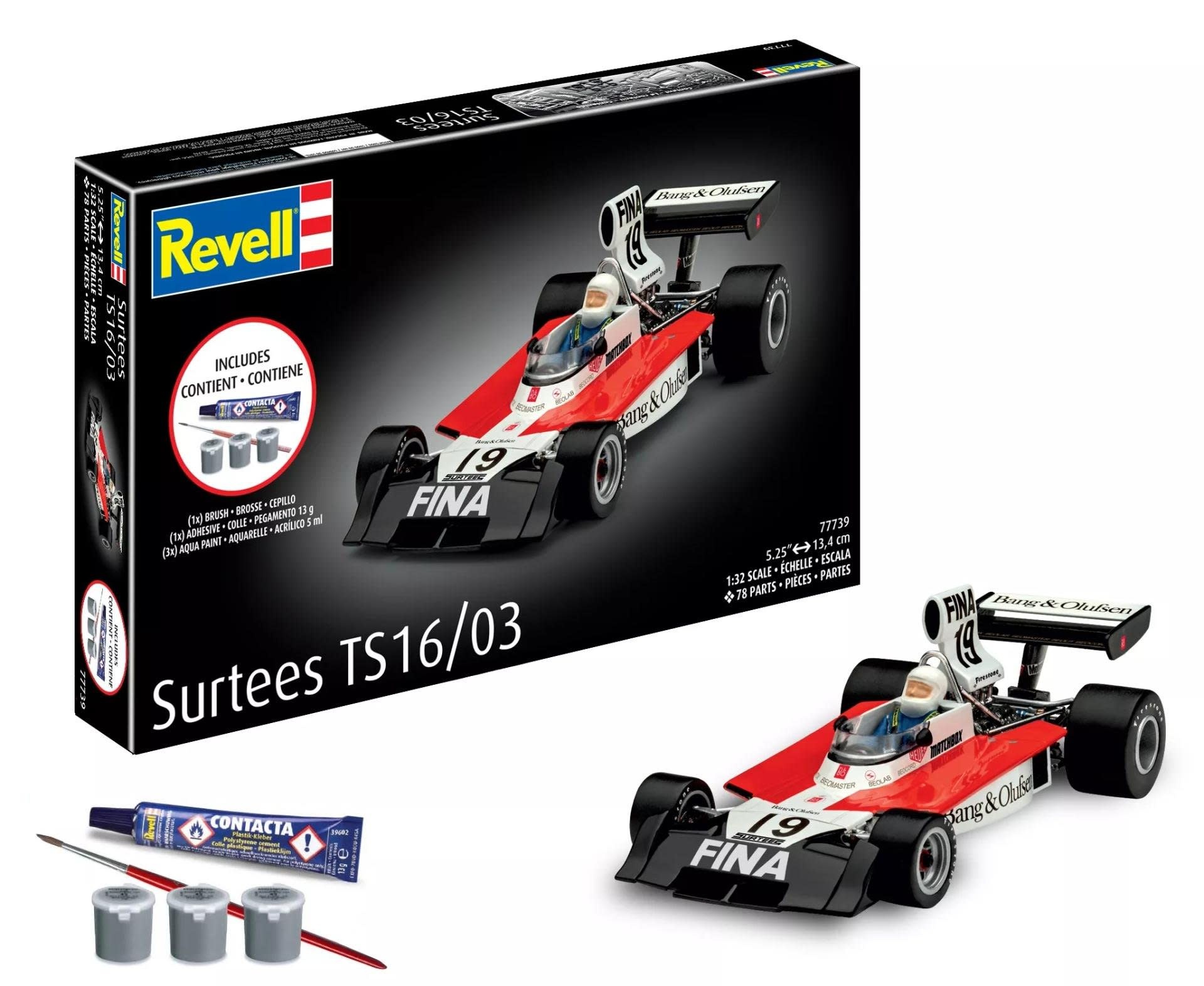 RMX77739 1/32 SURTEES TS16/03 FORMULA 1 CAR PLASTIC MODEL KIT W/PAINT, BRUSH & CEMENT