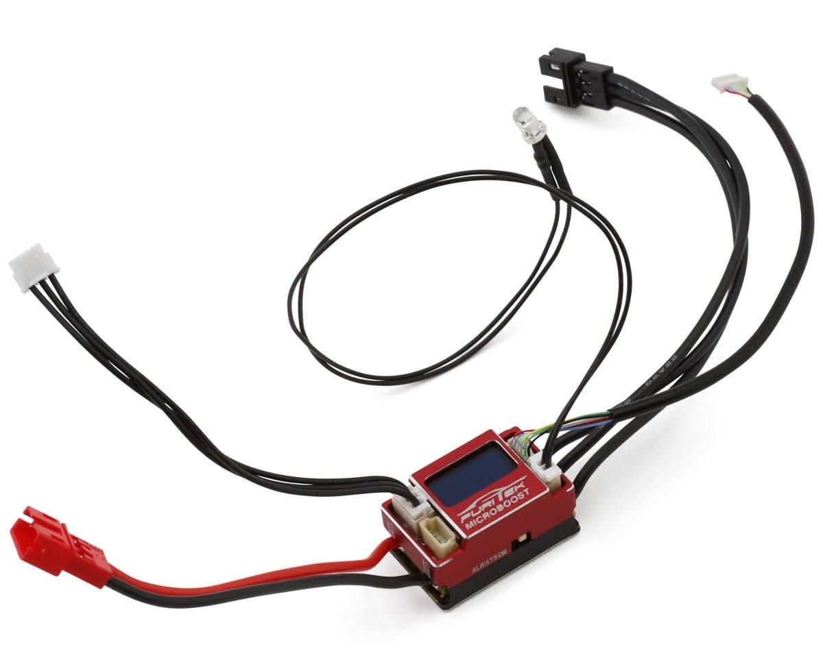 FTK-FUR-2622 MICROBOOST 2S 25A BRUSHLESS SENSORED/SENSORLESS MICRO DRIFT ESC W/DISPLAY (RED) (SOLDERABLE/REPLACEABLE WIRE)