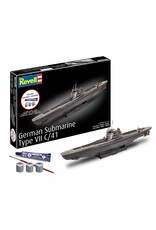 REVELL RMX75154 1/350 GERMAN SUBMARINE TYPE VII C/41 PLASTIC MODEL KIT W/PAINT, BRUSH & CEMENT