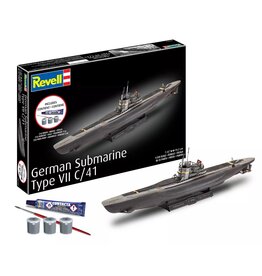 REVELL RMX75154 1/350 GERMAN SUBMARINE TYPE VII C/41 PLASTIC MODEL KIT W/PAINT, BRUSH & CEMENT