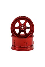 DS RACING DSC-DE-233 DRIFT ELMENT 6 SPOLE DRIFT WHEELS (RED CHROME) (2) (ADJUSTABLE OFFSET) W/12MM HEX
