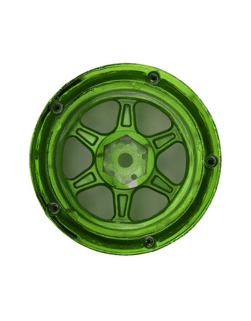 DS RACING DSC-DE-232 DRIFT ELEMENT 6 SPOKE DRIFT WHEELS (GREEN CHROME) (2) (ADJUSTABLE OFFSET) W/12MM HEX