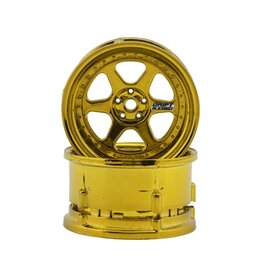 DS RACING DSC-DE-231 DRIFT ELEMENT 6 SPOKE DRIFT WHEELS (GOLD CHROME) (2) (ADJUSTABLE OFFSET) W/12MM HEX